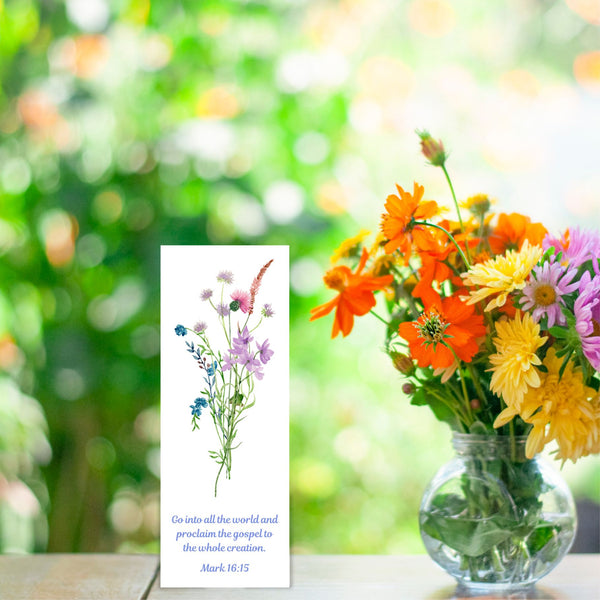 Wildflower Bookmark: Go and tell | Mark 16:15
