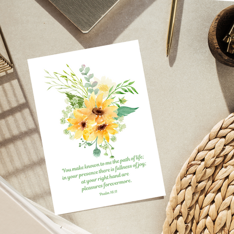 Sunflower Joy: Path of Life Greetings Card | Psalm 16:11