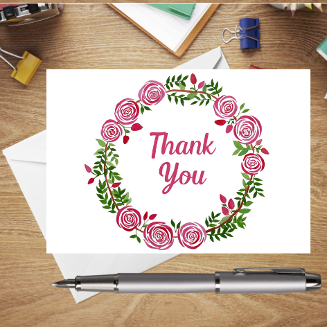 Thank You Rose Wreath Postcard