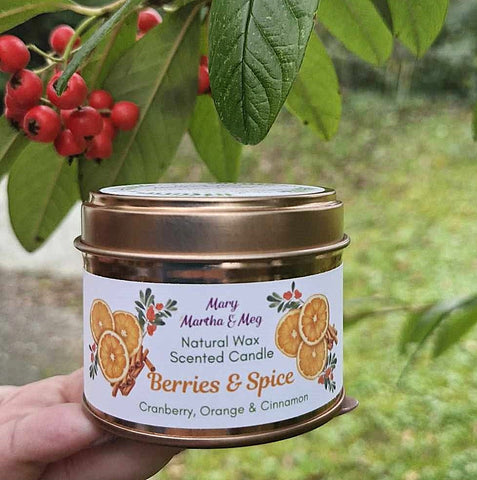 Berries and Spice Natural Wax Scented Candle | Cranberry, Orange and Cinnamon