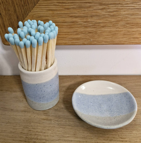 Coastal Handmade Pottery Matchstick Holder & Tealight Dish