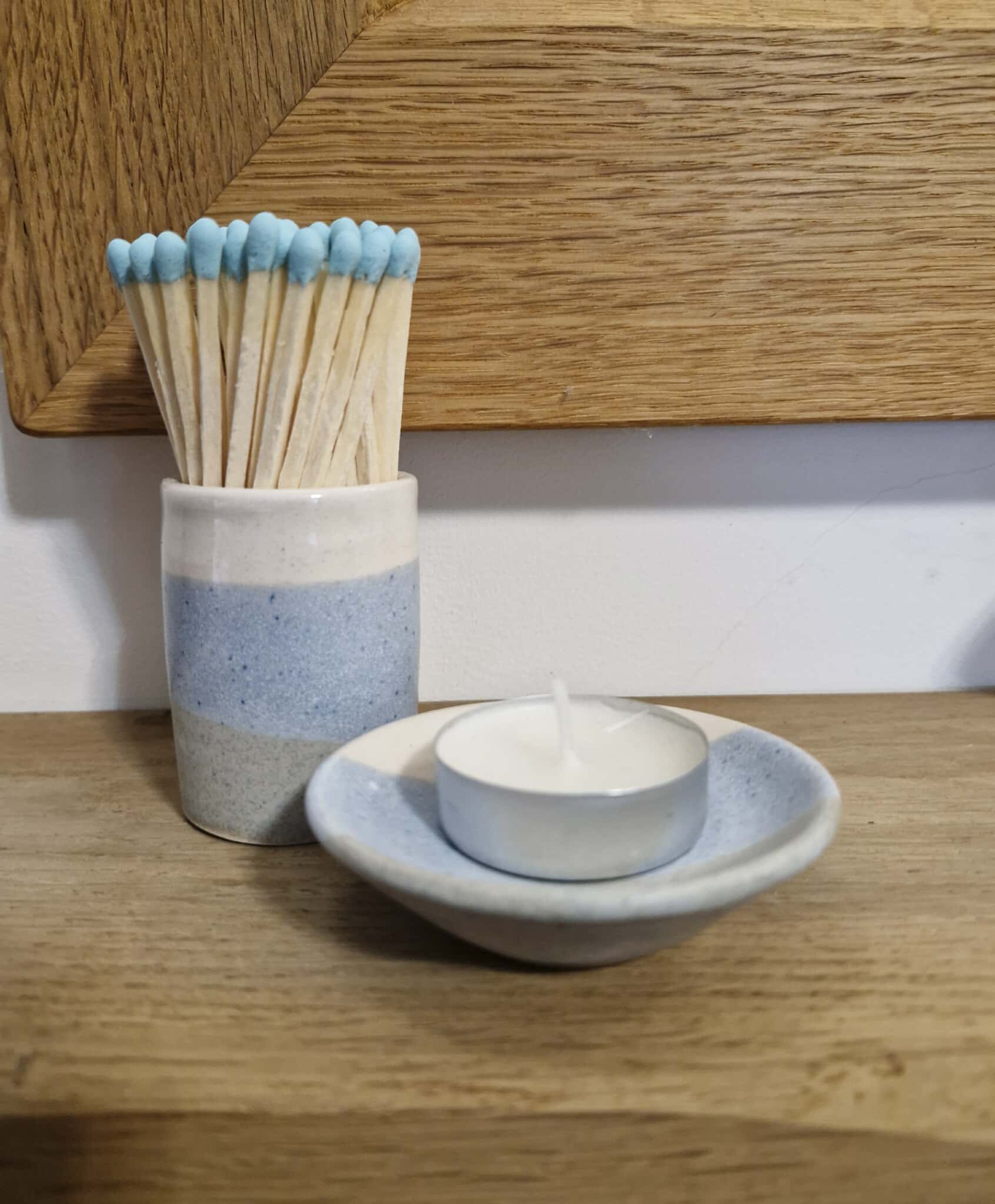 Coastal Handmade Pottery Matchstick Holder & Tealight Dish