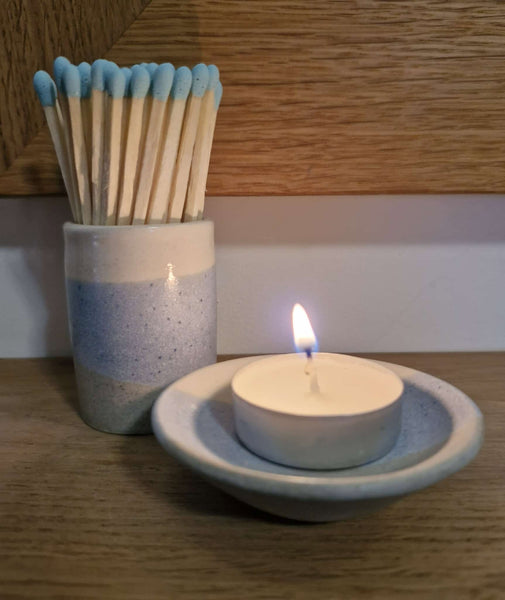 Coastal Handmade Pottery Matchstick Holder & Tealight Dish