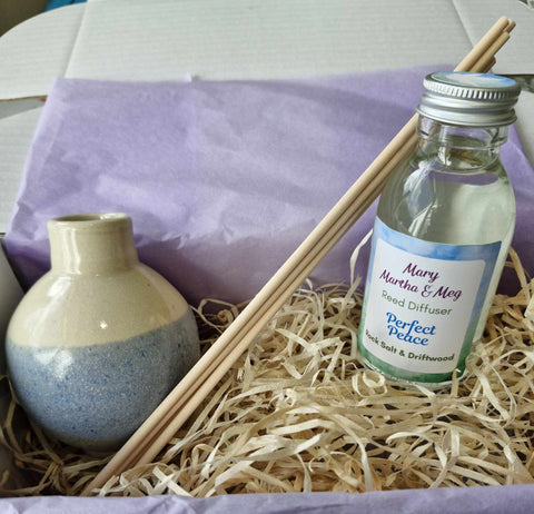 Perfect Peace Pottery Reed Diffuser Set | Rocksalt & Driftwood | Handmade in Pembrokeshire