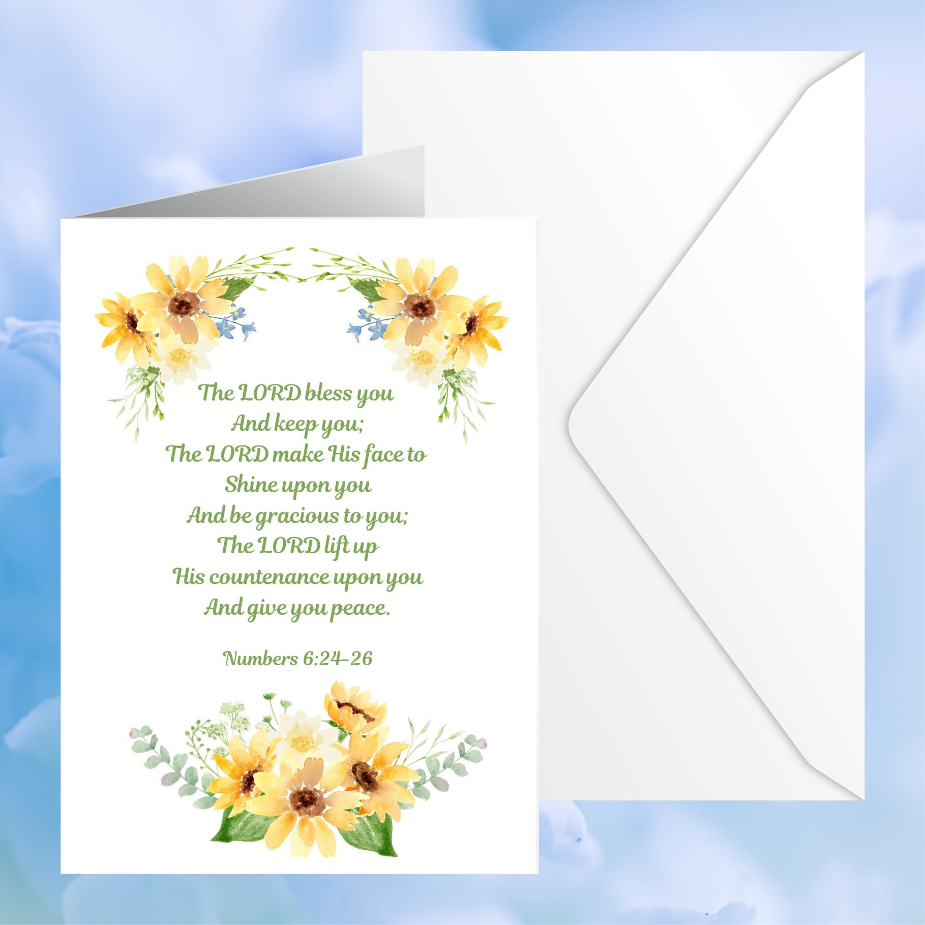 Sunflower Joy: Blessing Greeting Card | Numbers 6:24-26