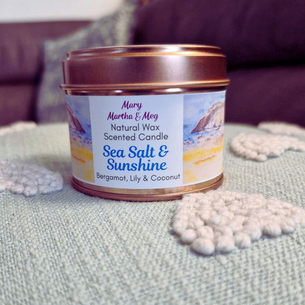 Sea Salt & Sunshine Natural Wax Scented Candle | Bergamot, Lily & Vanilla