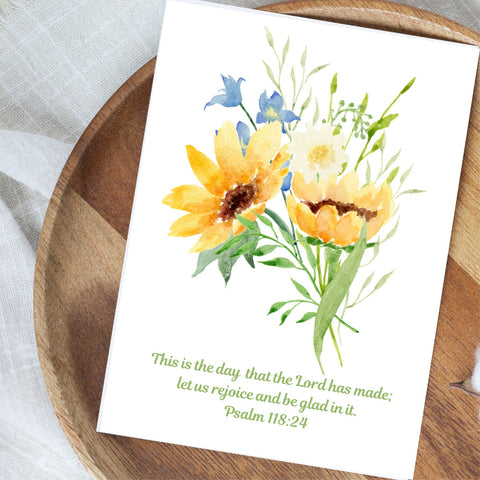 Sunflower Joy This is the Day Greetings Card | Psalm 118:24