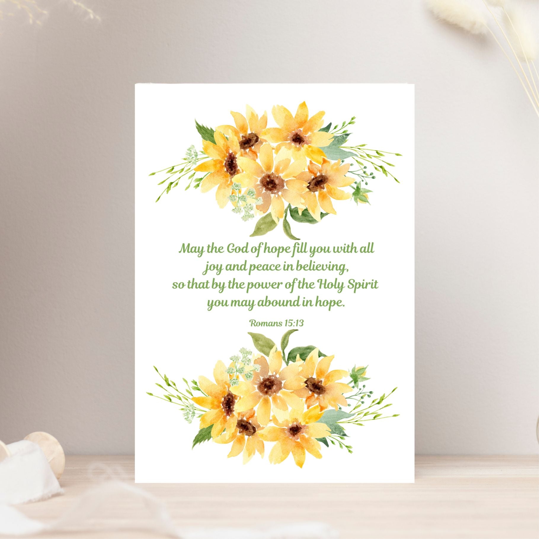 Sunflower Joy: Hope Greetings Card | Romans 15:13