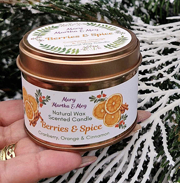 Berries and Spice Natural Wax Scented Candle | Cranberry, Orange and Cinnamon
