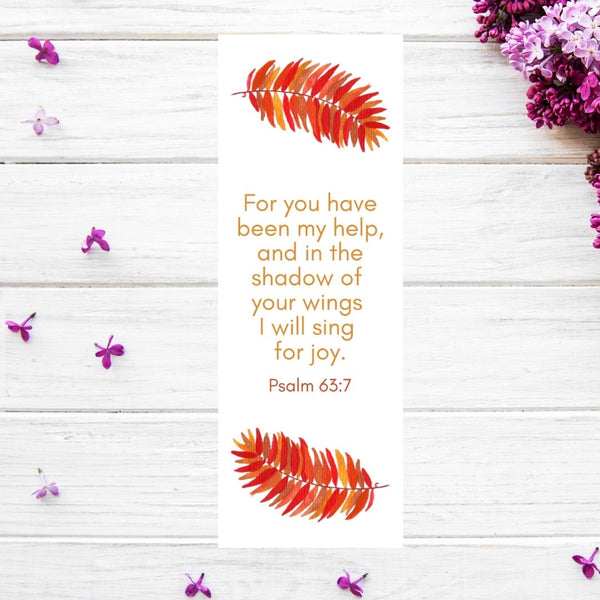 Orange Feathers Bookmark - Psalm 63:7