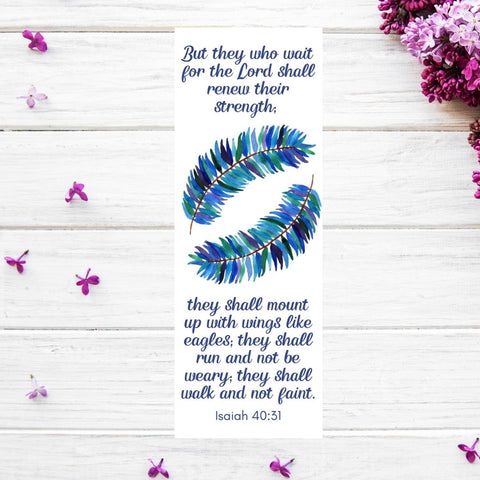 Blue Feather Bookmark - Isaiah 40:31